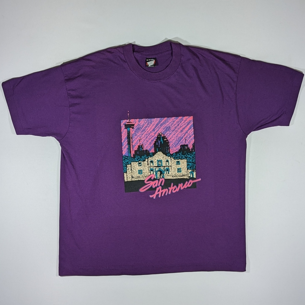 Vintage 90s San Antonio Screen Stars Size XXL T-shirt Single Stitch Purple 2XL